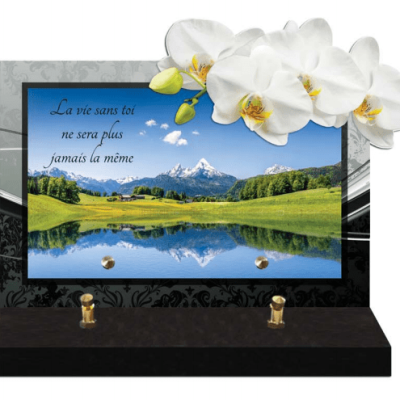 plaque funeraire motif paysage